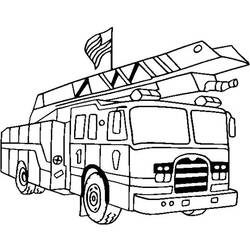 Desenho de Caminhão de bombeiros com escada estendida para colorir