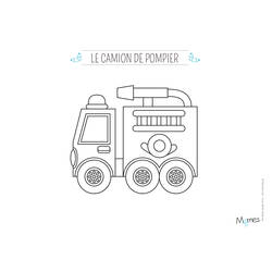 Desenho de Caminhão de bombeiros com escada e mangueira para colorir
