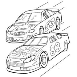 Desenho de Dois carros de corrida lado a lado para colorir