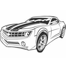 Desenho de Carro amarelo com faixas pretas clássicas para colorir