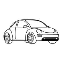 Desenho de Carro estilo fusca visto de lado para colorir