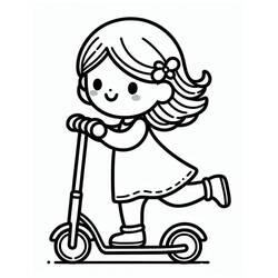 Desenho de Menina andando de patinete para colorir Desenho de Menina andando de patinete para colorir