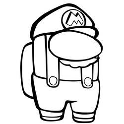 Desenho de Among Us personagem disfarçado de Mario para colorir