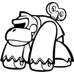 Desenho de Donkey Kong agachado com um grande sorriso para colorir Desenho de Donkey Kong agachado com um grande sorriso para colorir