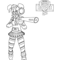 Desenho de Personagem de Fortnite apontando um rifle sniper para colorir