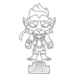 Desenho de Fortnite personagem lobo em pose ameaçadora para colorir
