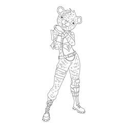 Desenho de Fortnite personagem com cabeça de urso posando para colorir