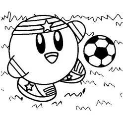 Desenho de Kirby jogando futebol para colorir Desenho de Kirby jogando futebol para colorir
