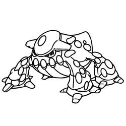 Desenho de Heatran apoiado sobre as quatro patas para colorir