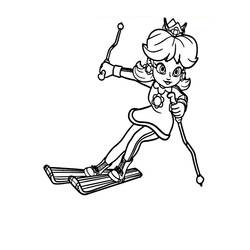 Desenho de Princesa Daisy esquiando para colorir