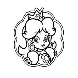 Desenho de Princesa Daisy em retrato com moldura floral para colorir