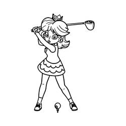 Desenho de Princesa Daisy jogando golfe para colorir