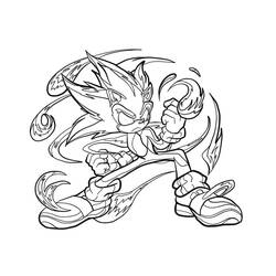 Desenho de Sonic Sombrio em posição de luta para colorir