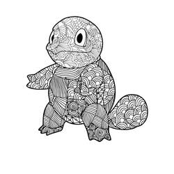 Desenho de Squirtle cobertos por padrões intrincados para colorir