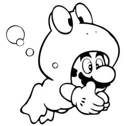 Desenho de Mario com traje de sapo debaixo d'água para colorir Desenho de Mario com traje de sapo debaixo d'água para colorir