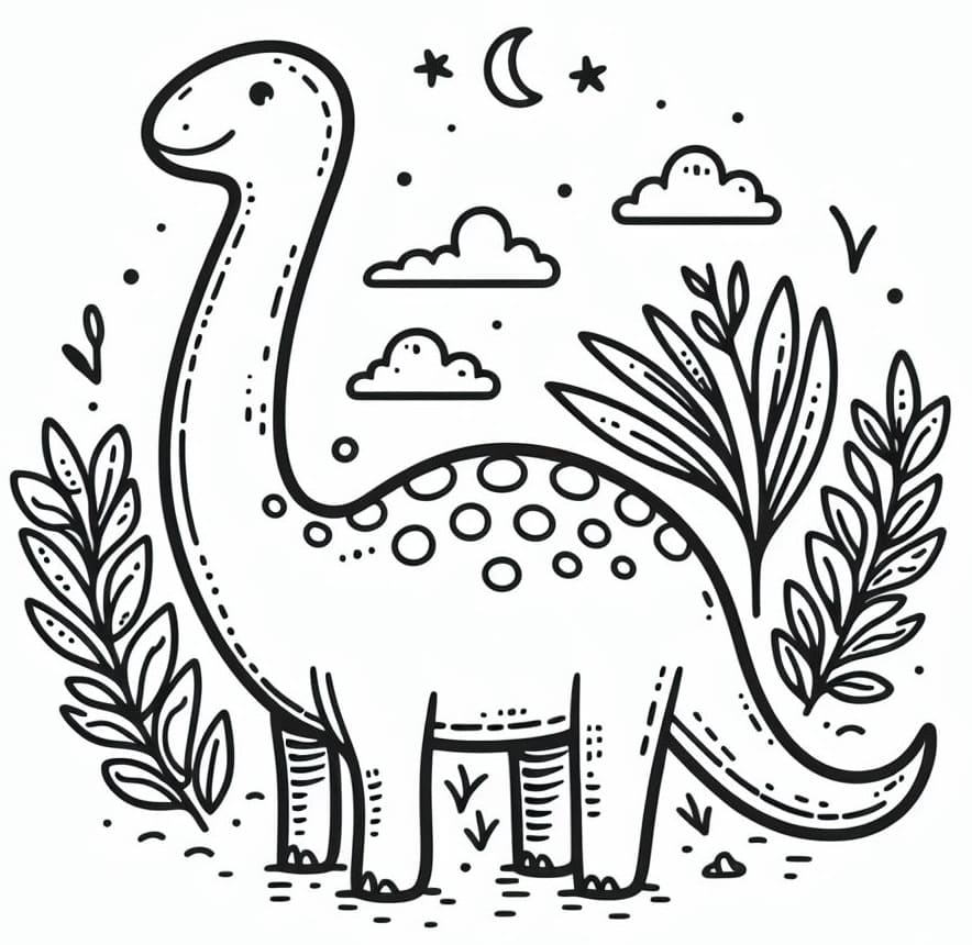 Desenho gratuito Diplodoco #212442 da colecao Animais Pré-históricos para imprimir