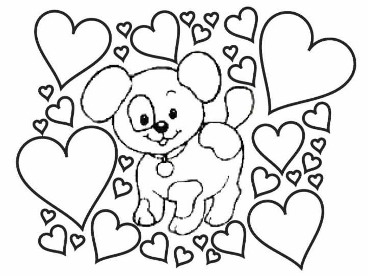 página para colorir. cachorrinho fofo segurando um coração 10688198 Vetor  no Vecteezy