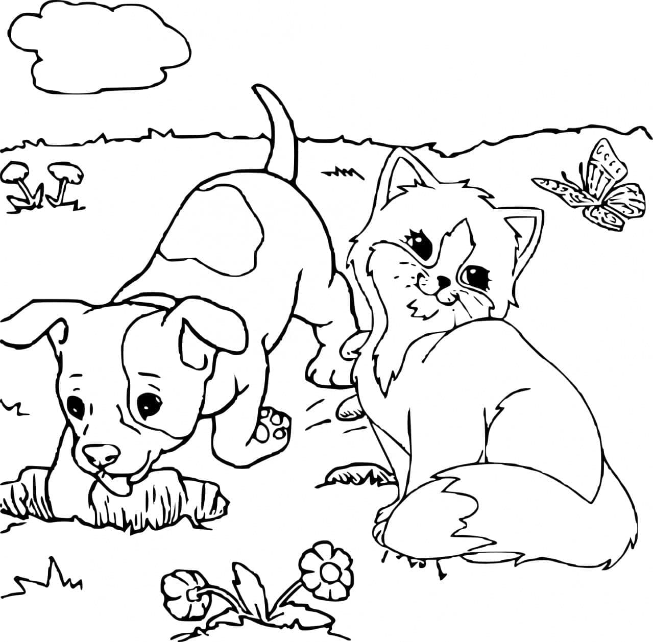 Desenho gratuito Cão e Gato #211062 da colecao Animais para imprimir