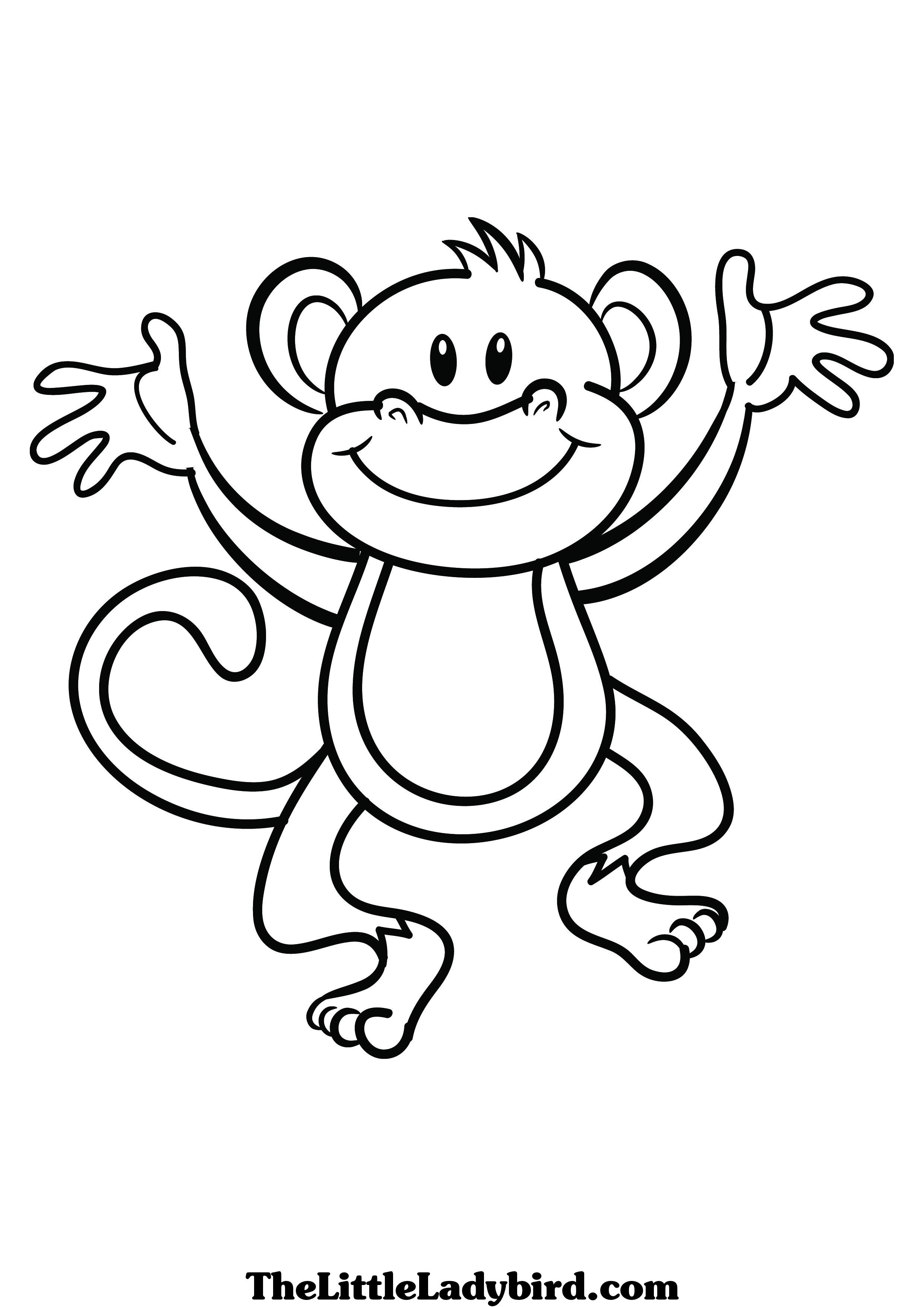 Ilustração de página para colorir de macaco