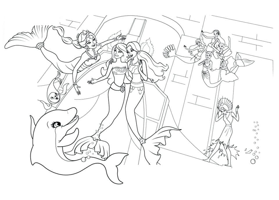 Desenho gratuito Barbie Sereia #200650 da colecao Brinquedos e Jogos para imprimir