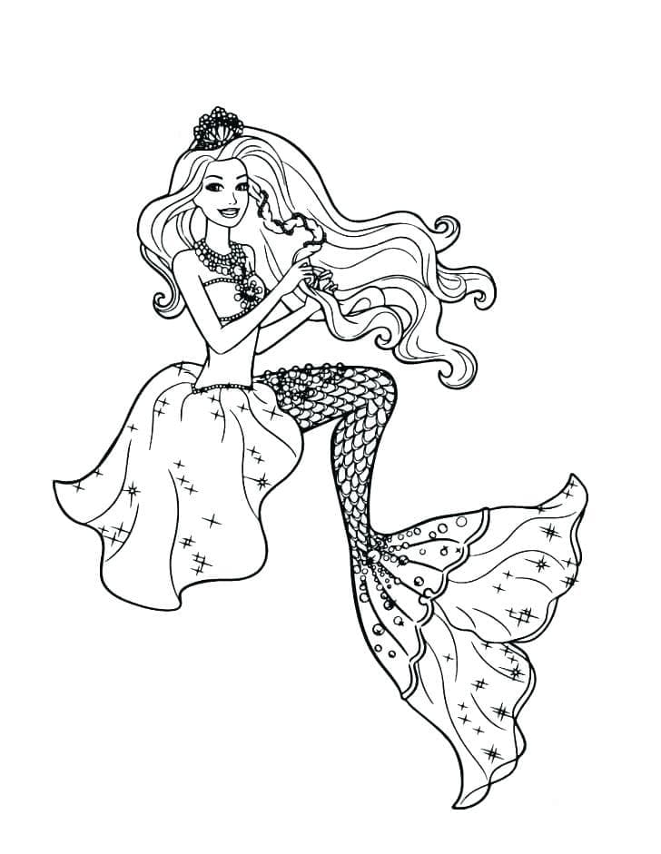 Desenho para colorir Barbie Sereia #200675 da coleção Brinquedos e Jogos, pronto para imprimir