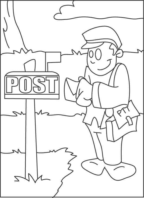 Desenho imprimível de Carteiro #210154 para colorir, pertence à coleção Carreiras e Profissões
