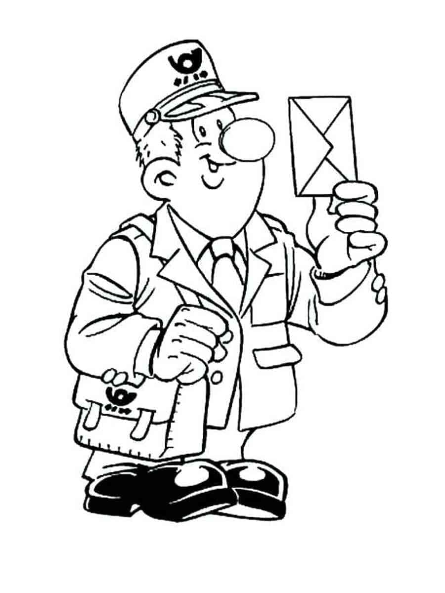Desenho gratuito Carteiro #210156 da colecao Carreiras e Profissões para imprimir
