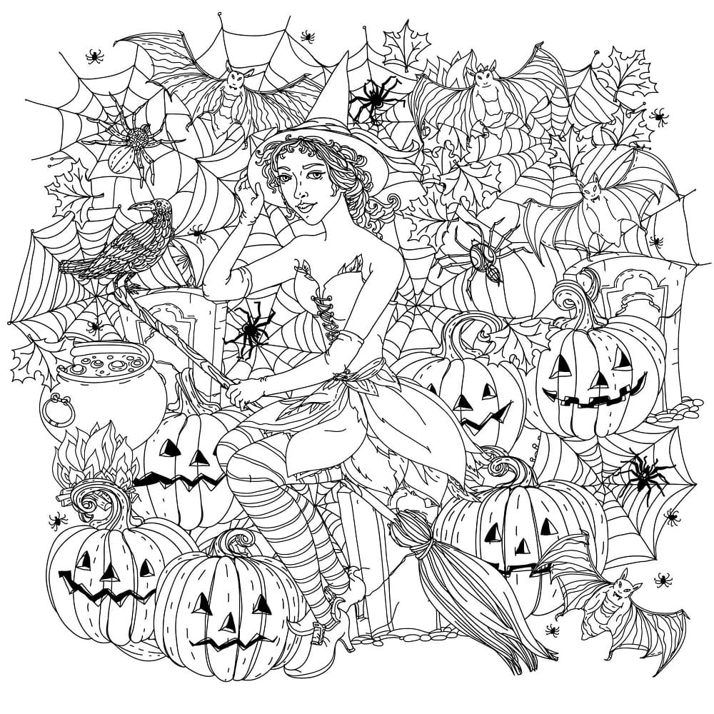 Página para colorir: Halloween Adulto (Colorir Adultos) #200242 - Páginas para Colorir Imprimíveis Gratuitamente