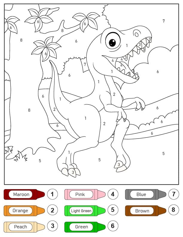 Desenho grátis de Dinossauro Mágico #216744 para crianças e adultos, coleção Colorir por Números