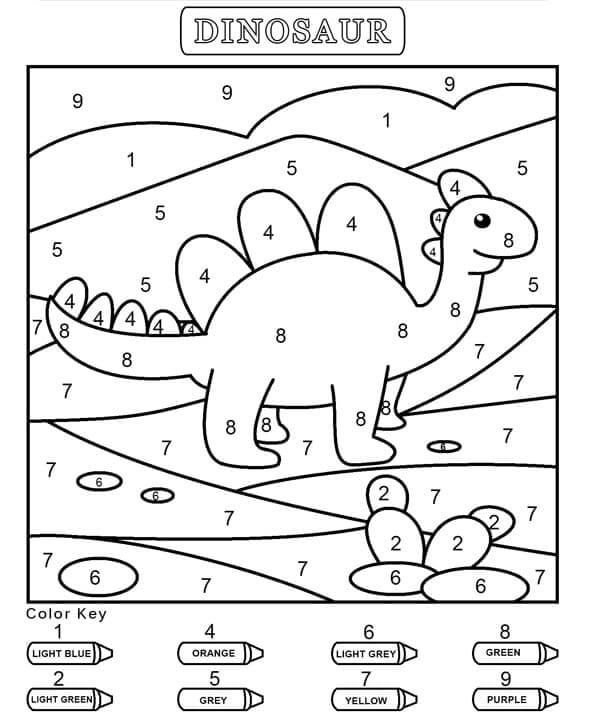 Desenho gratuito Dinossauros Colorir por Números #177977 da colecao Colorir por Números para imprimir