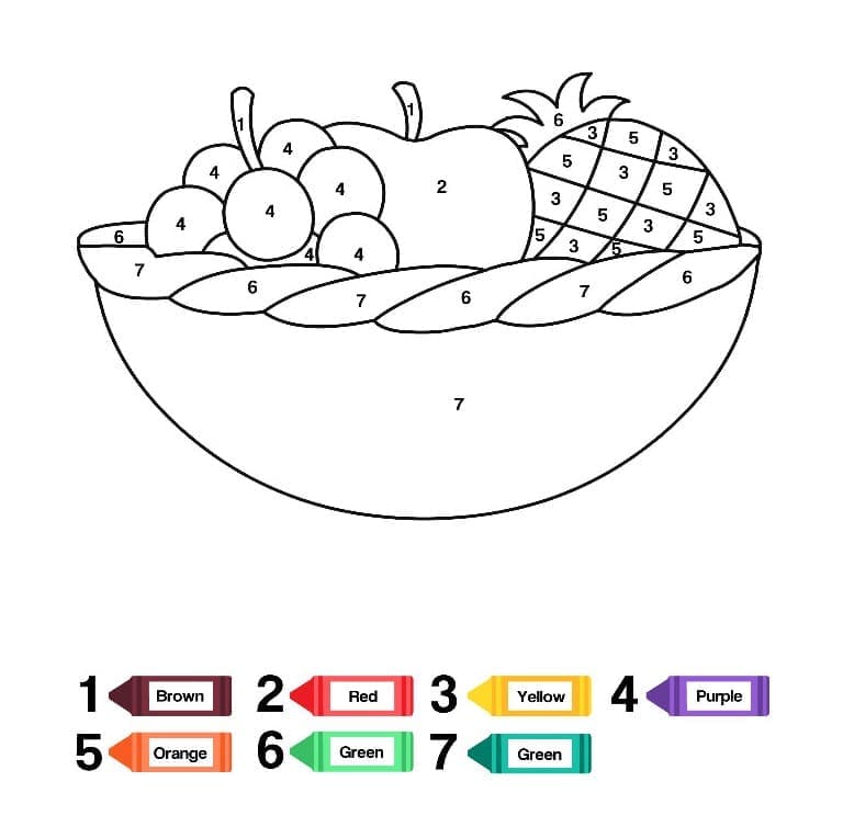 Desenho gratuito Frutas Colorir por Números #178003 da colecao Colorir por Números para imprimir