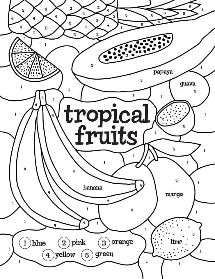 Página para colorir: Frutas Colorir por Números (Colorir por Números) #178004 - Páginas para Colorir Imprimíveis Gratuitamente