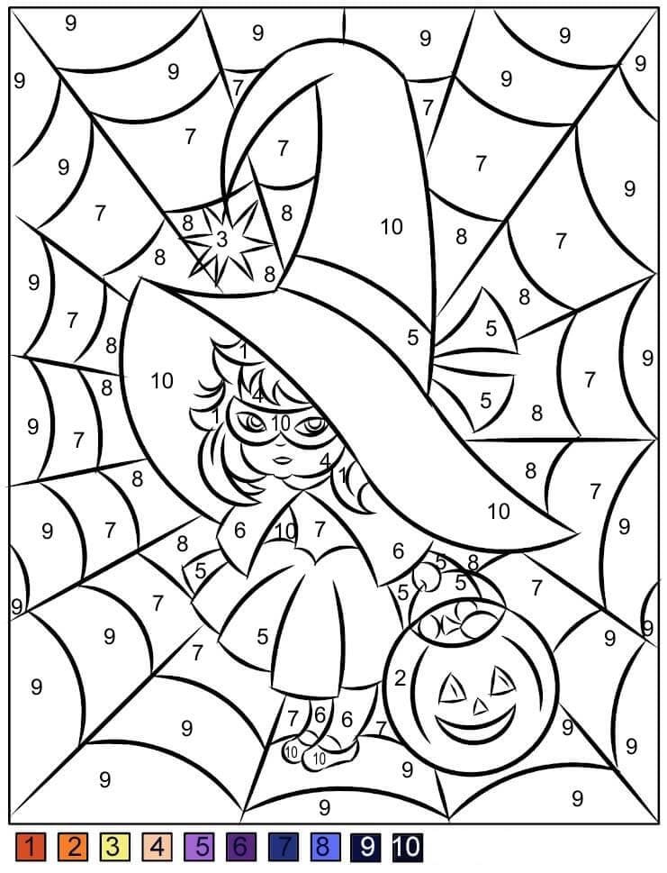 Desenho gratuito Halloween Mágico #198019 da colecao Colorir por Números para imprimir
