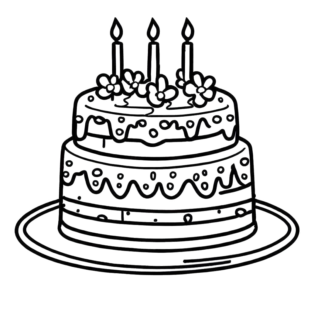 Desenho gratuito Bolo de Aniversário #201108 da colecao Comida e Nutrição para imprimir