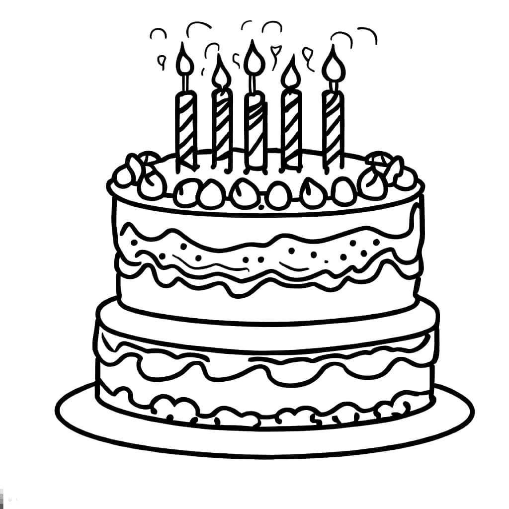 Desenho gratuito Bolo de Aniversário #201113 da colecao Comida e Nutrição para imprimir