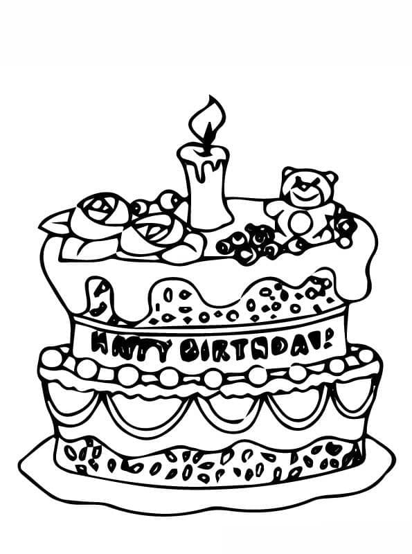 Desenho gratuito Bolo de Aniversário #201114 da colecao Comida e Nutrição para imprimir