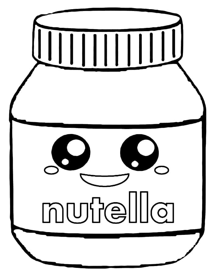 Desenho gratuito Nutella Kawaii #202412 da colecao Comida e Nutrição para imprimir