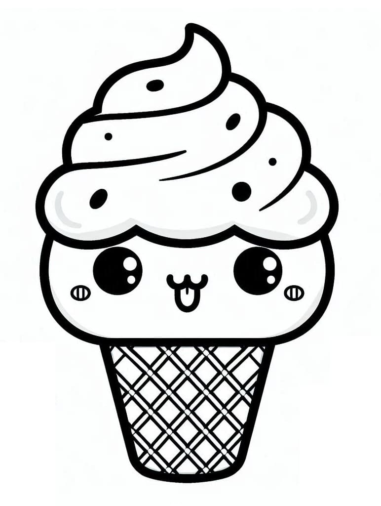 Desenho gratuito Sorvete Kawaii #216307 da colecao Comida e Nutrição para imprimir