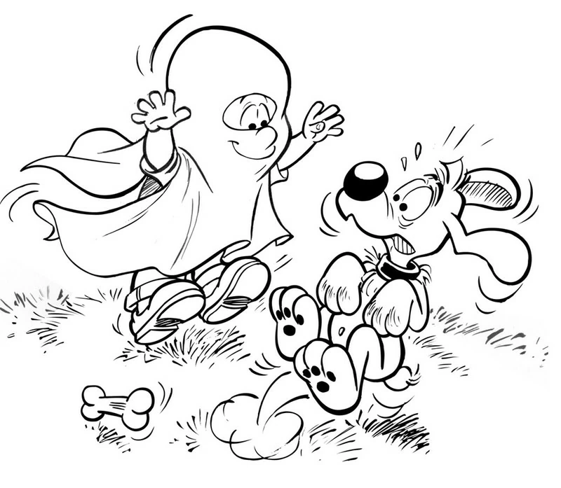 Desenho de Billy e Buddy correndo alegremente na grama para colorir