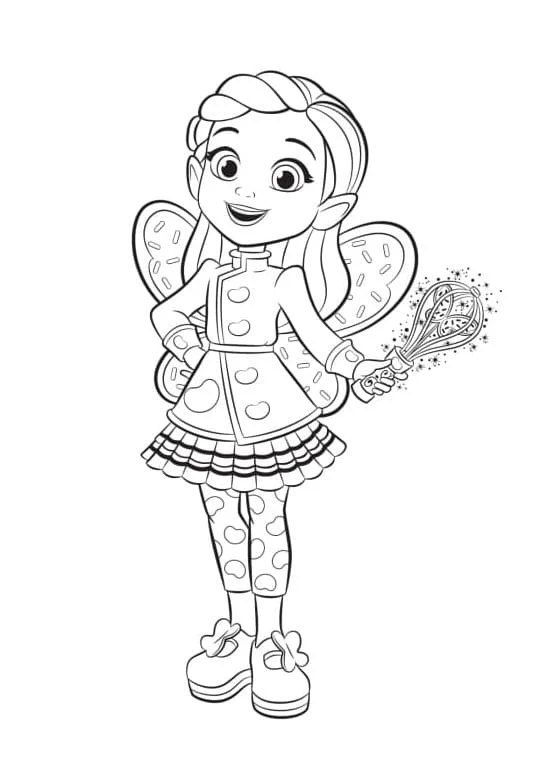 Desenho de Butter Beans Cafe fada segurando um batedor mágico para colorir Desenho de Butter Beans Cafe fada segurando um batedor mágico para colorir