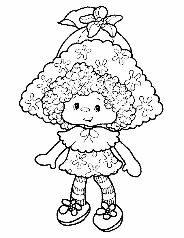 Desenho de Glimmerberry Ball com gorro grande e cabelo encaracolado para colorir