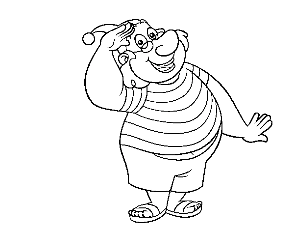 Desenho de Jake e the Never Land Pirates personagem rechonchudo saudando para colorir Desenho de Jake e the Never Land Pirates personagem rechonchudo saudando para colorir