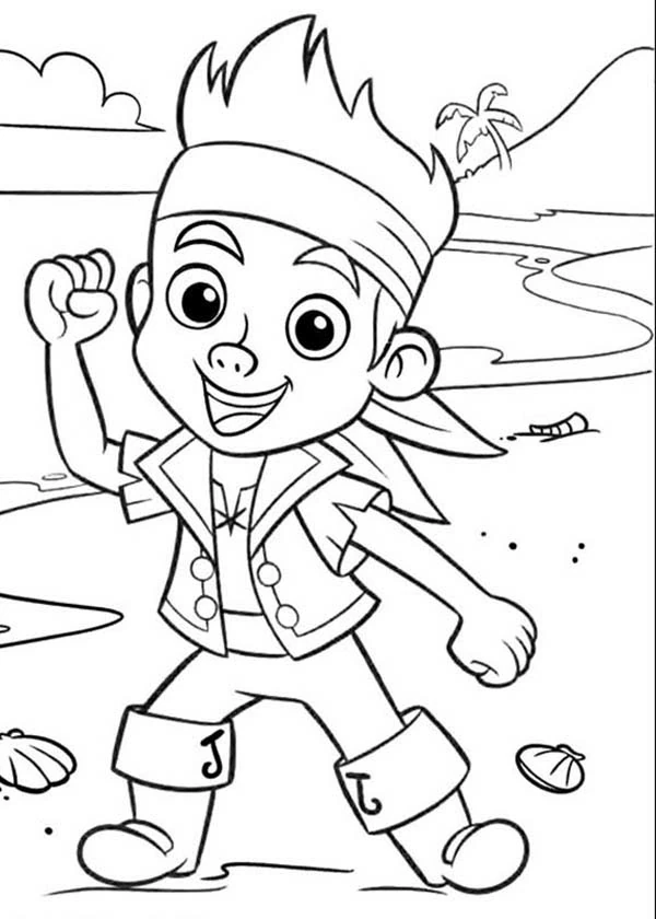 Desenho de Jake de pé na praia com os punhos erguidos para colorir Desenho de Jake de pé na praia com os punhos erguidos para colorir