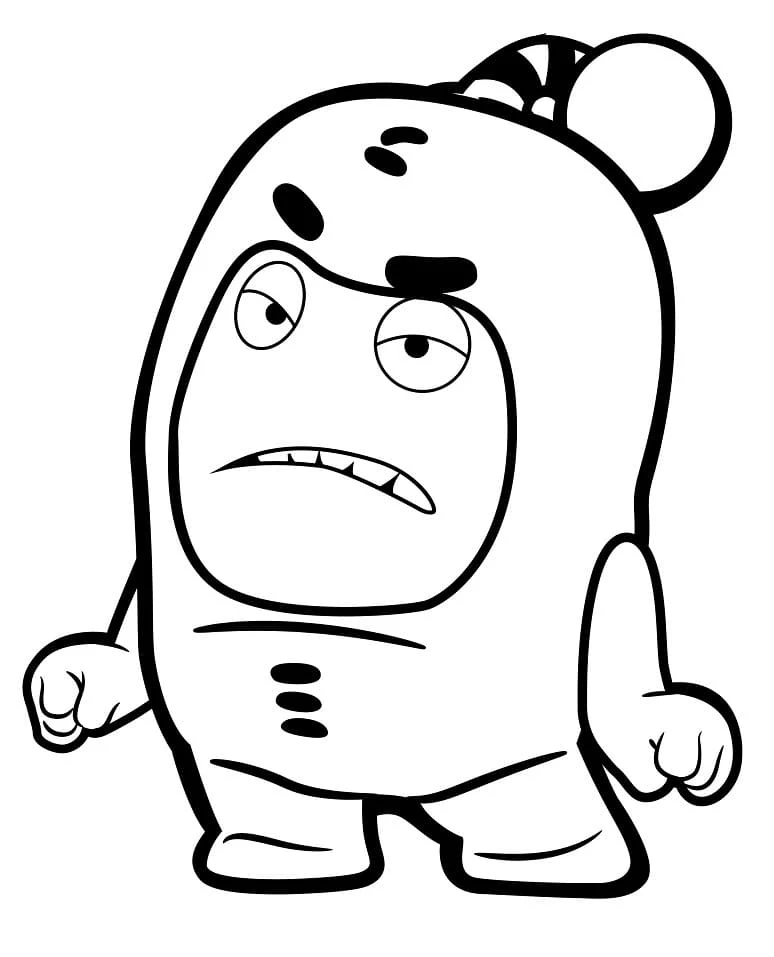Desenho de Jeff dos Oddbods de pé com cara de irritado para colorir Desenho de Jeff dos Oddbods de pé com cara de irritado para colorir