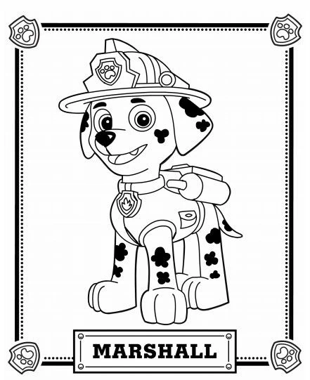 Desenho de Marshall o bombeiro dálmata para colorir