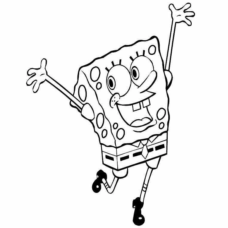 Desenho de SpongeBob SquarePants saltando de alegria para colorir Desenho de SpongeBob SquarePants saltando de alegria para colorir