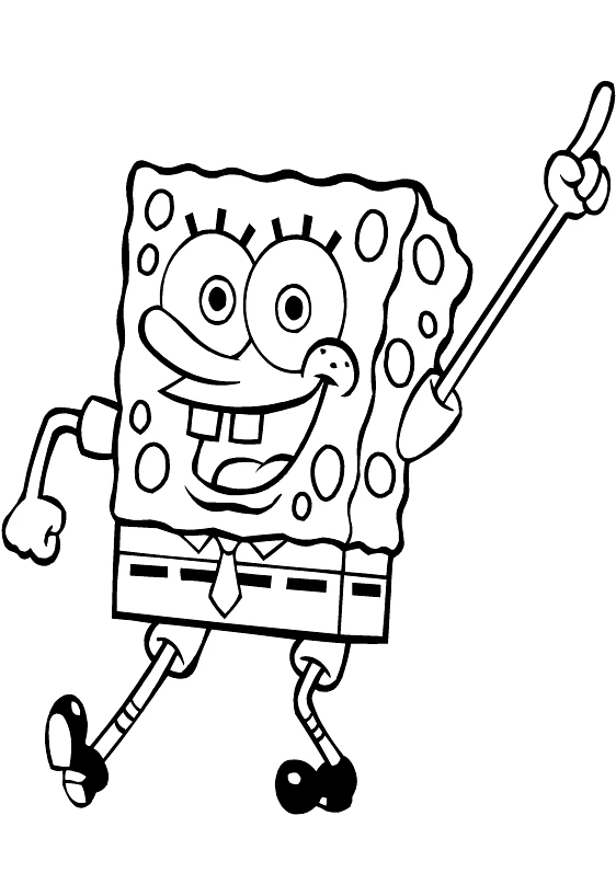 Desenho de SpongeBob SquarePants dançando com o braço erguido para colorir Desenho de SpongeBob SquarePants dançando com o braço erguido para colorir