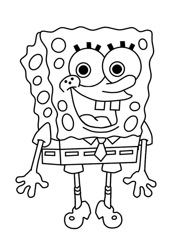 Desenho de SpongeBob SquarePants sorrindo com os braços abertos para colorir
