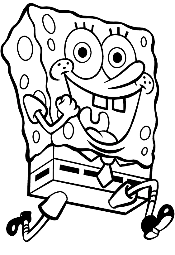 Desenho de SpongeBob SquarePants rindo alegremente para colorir