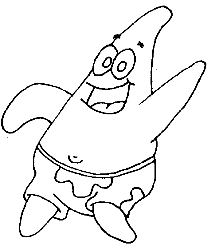 Desenho de Patrick Estrela acenando alegremente para colorir Desenho de Patrick Estrela acenando alegremente para colorir